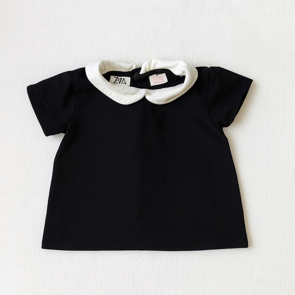 Zara baby girls 6-9 month dress shirt with button up back in black and white - Picture 1 of 4
